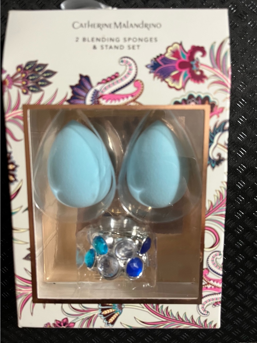 Catherine Malandrino Light Blue Blending Sponge Duo with Clear Stand